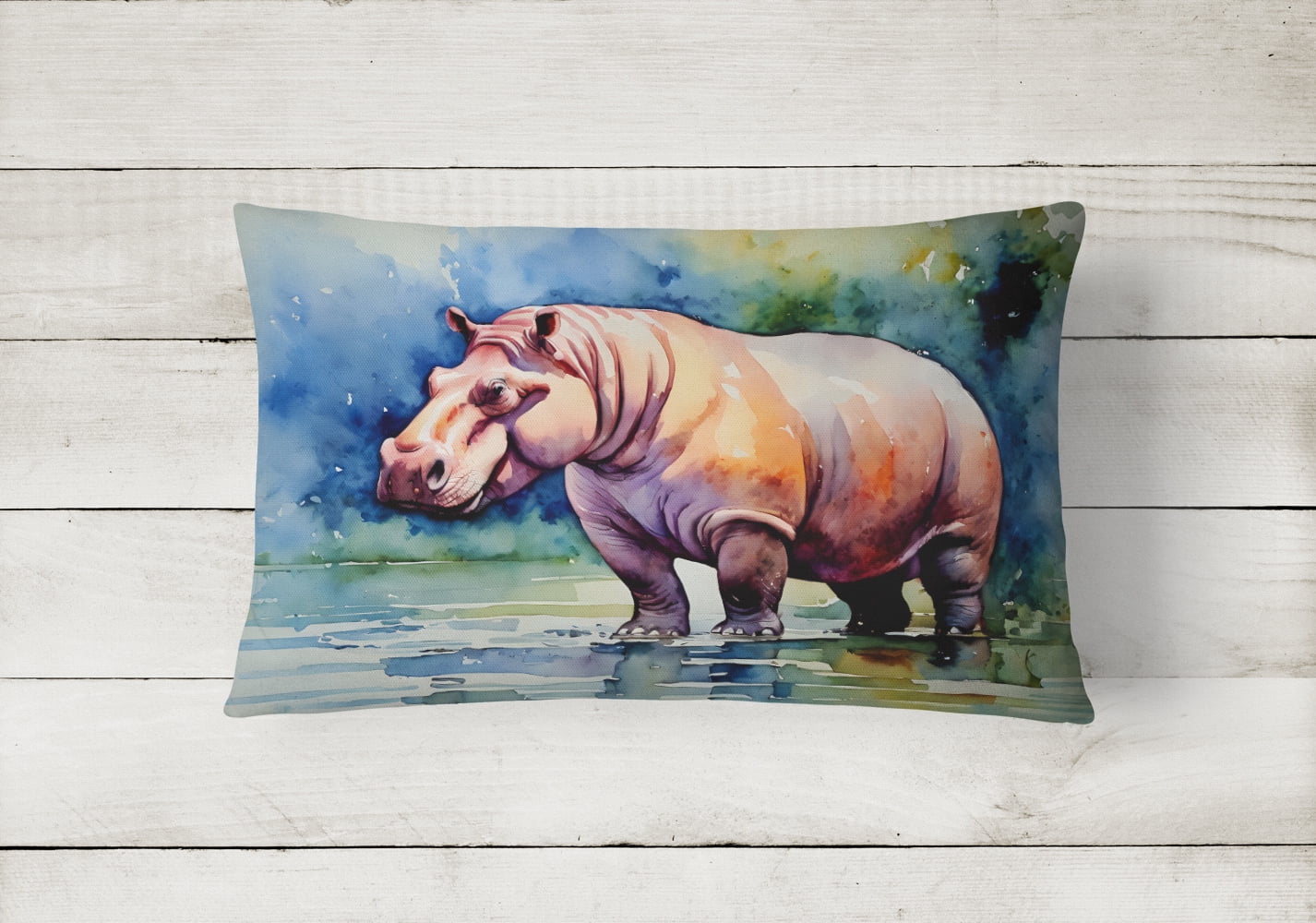 Hippopotamus Throw Pillow 12 in x 16 in
