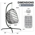 thumbnail image 3 of RADIATA Outdoor Egg Swing Chair with Stand, 350lbs Heavy-Duty Wicker, Comfy Thick Cushion, for Balcony, Patio, Bedroom, Indoor Use, Light Gray, 3 of 8