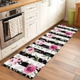 thumbnail image 2 of Runner Rug 2'x6', Pink Roses Washable Non-Slip Hallway Runner Rugs, Romantic Flowers Leaves Floral Black Stripes Bedside Rugs Floor Mats Carpet Runners for Kitchen Bathroom Laundry Room, 2 of 8