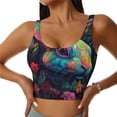 thumbnail image 1 of Easygdp Colorful Patterned Rabbit for Seamless Sports Bra for Women, High Impact Yoga Exercise Athletic Bras - Available in Various Sizes-Large, 1 of 8