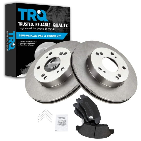 TRQ Front Brake Pad & Rotor Kit Brake Pads Brake Rotor Semi-Metallic Fits Select 2002-2006 Acura RSX 2006-2011 Honda Civic 2011-2015 CR-Z