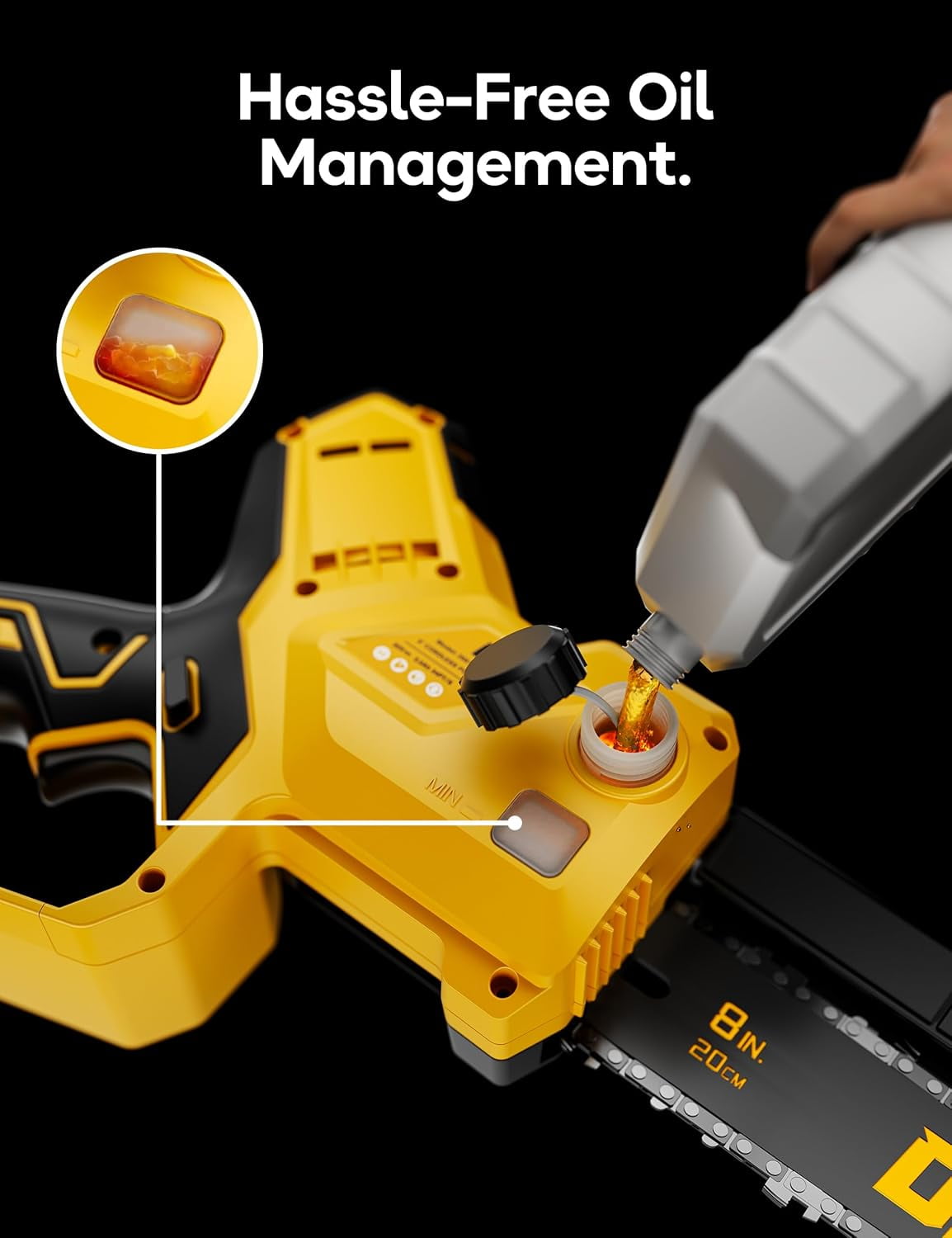 8" Cordless Mini Chainsaw, for DeWalt 20V Max Battery, Brushless Chainsaw for Tree Trimming Wood Cutting, Handheld Electric Power Chain Saw with Auto Oiler, Auto-Tension(Bare Tool Only)