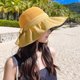 thumbnail image 2 of Sombrero de pescador con lazo de ala ancha, transpirable, con protección solar UV para mujer, sombrero para el sol, sombreros de playa para fiestas al aire libre, 2 of 5