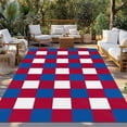 thumbnail image 2 of 4th of July Outdoor Rug 5x8 Ft - Reversible Patio Rug Outdoor Camping Rugs, Independence Day Red Blue White Plaid Checkered Indoor Outdoor Area Rugs, Non-Slip Outdoor Carpet Runner for Deck/Porch, 2 of 8