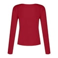 thumbnail image 4 of BAODANN Women's Solid Color V Neck T Shirt Hot Girl Slim Long Sleeve Shirt Top Layering Long Sleeve Shirt Women T Shirts for Women Thin Long Sleeve Shirt Running Top Women Women's Tops Summer, 4 of 4