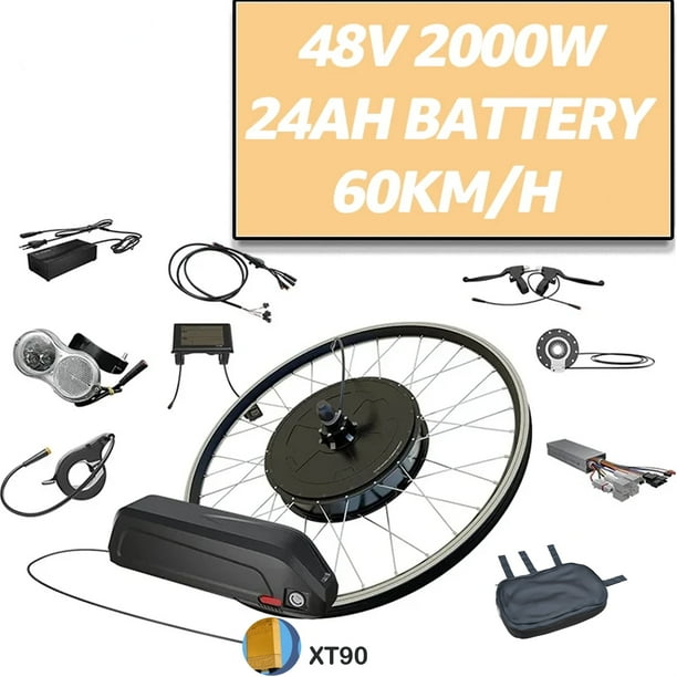 Kit de Conversión de Bicicleta Eléctrica con Batería de 24 Ah, Kit de Conversión de Bicicleta Eléctrica de 26-29 Pulgadas 700C 27,5, Rueda de Motor de Cubo Trasero sin Marchas de 48V 2000W