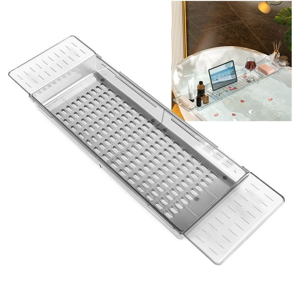 Bathtub Tray, Bathtub Caddy Tray, Expandable Bath Tray, Bath Tub Tray, Drain Bath Shelf with Non Slip Handle for Bathroom, Fits Most Bath Tubs