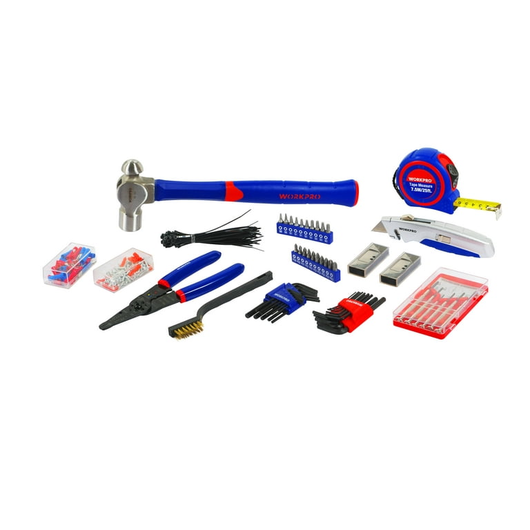 WORKPRO 408-Piece Mechanics Tool Set, General Household Home Repair Tool Kit  with 3-Drawer Heavy Duty Metal Box, Hand Tool Kit Set 1 Pack 