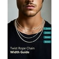 thumbnail image 3 of Twist Chain Necklace, Stainless Steel Rope Chain for Men Women, 16-26 Inches, 3 of 9