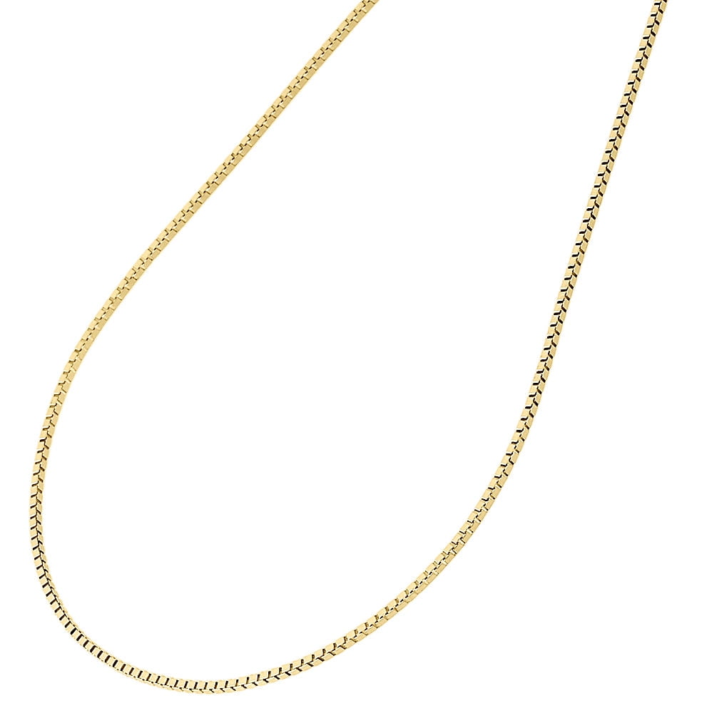10K Yellow Gold 1MM Solid Box Chain Necklace 20" Length