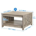 thumbnail image 5 of Dextrus Coffee Table with Storage, Square Wood Farmhouse Coffee Table with Barn Door for Living Room, Grey, 5 of 7