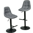 thumbnail image 4 of Gymax Ensemble de 2 Tabourets de Bar Réglables Pivotants Hauteur Comptoir Chaises en Lin avec Dossier Gris, 4 of 10