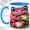 Blue, variant on Bright Pink Frog Coffee Mug, Mushroom Frog Mug, Ceramic 11 oz