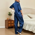 thumbnail image 2 of yievot Womens Pajama Sets Silk Satin Pants 2Pcs Pj Sets Button Down Pjs Set Sleepwear Loungewear, 2 of 6