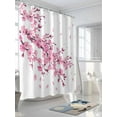 thumbnail image 3 of Pink Floral Cherry Blossom Shower Curtain, White Spring Petals Bathroom Decor Curtains Set with Hooks, Waterproof Fabric Home Accessories， 72 X 84 Inch Extra Long, 3 of 6