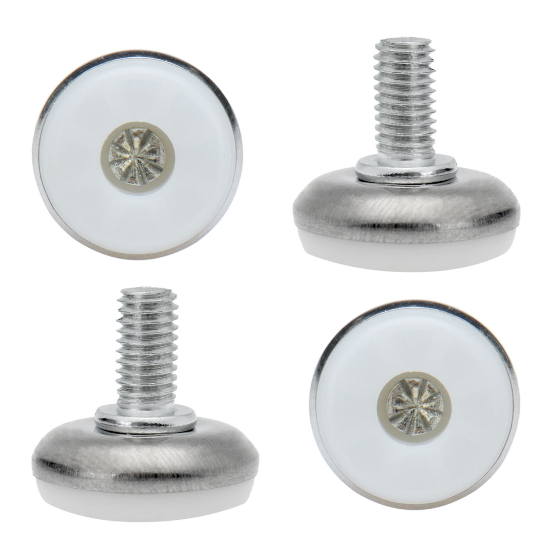M8 x 15 x 28mm Leveling Feet Adjustable Leveler for Desk Leg, White Cap