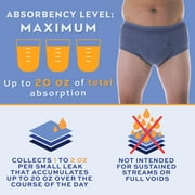 Wearever Mens Incontinence Underwear Open Fly Washable Briefs, Super Absorbency Single Pair