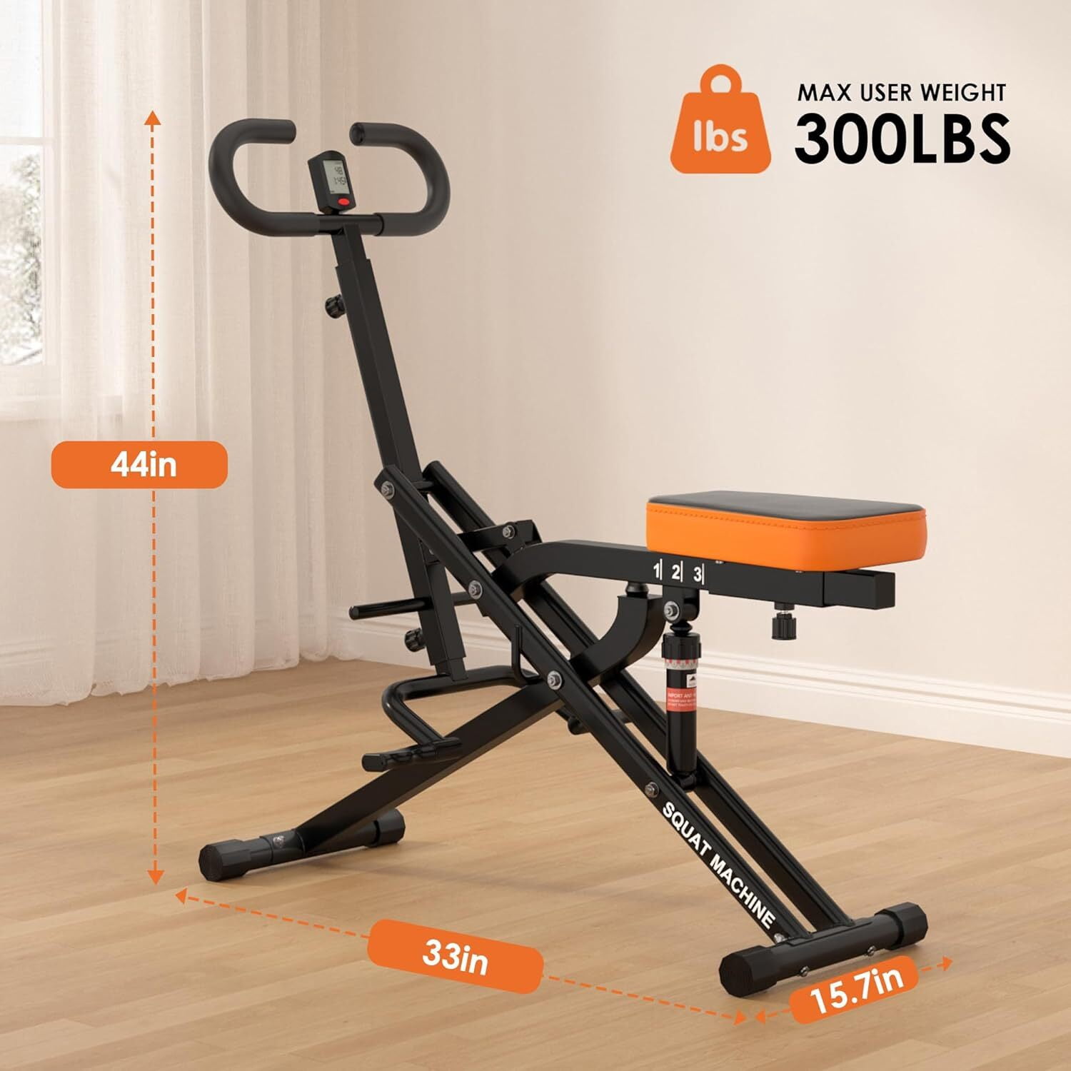 Soges Squat Machine for Home Gym, Foldable Squat Assist Trainer for Glutes Workout, Squat Rowing Machine with Adjustable Resistance and Optional Full Motion, Squat machine for Women, Black-Upgrade