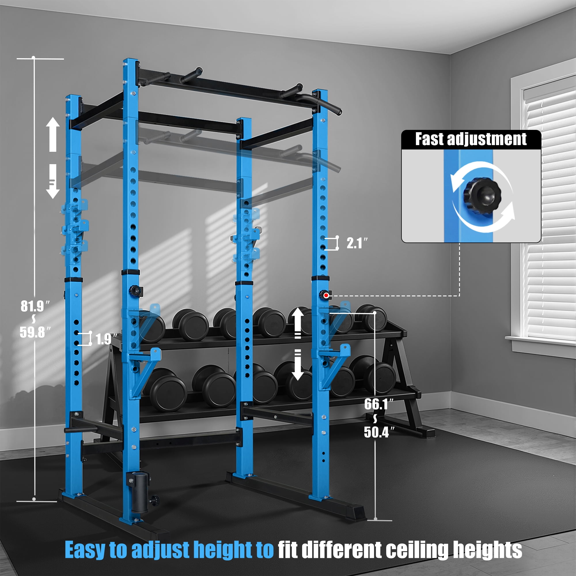 Primy 1000lb Capacity Power Rack, Rack Cage for Weight Training, Adjustable Squat Stand Rack for Home Gym Equipment, Lifting Cage