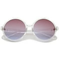 thumbnail image 2 of zeroUV Female Retro Clear Frame Gradient Flat Lens Oversize Round Sunglasses (Clear / Purple-Blue) - 54mm, 2 of 5