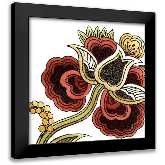 Vess, June Erica 12x12 Black Modern Framed Museum Art Print Titled - Small Paprika Floral I