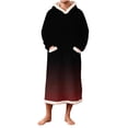 thumbnail image 2 of Afuyipoi Men Fleece Gradient Casual Hooded Pocket Pullover Long Sleeve Bathrobe Night Robe, Long Sleeve Gradient With Pockets Hooded Soft Bathrobe Wine M, 2 of 6