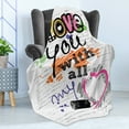 thumbnail image 4 of I Love You Soft Flannel Fleece Throw Blanket, I Love You with All My Heart Grunge Sketchy Notebook Style Childish Couples, Cozy Plush for Indoor and Outdoor Use, 60" x 80", Multicolor, by Ambesonne, 4 of 5