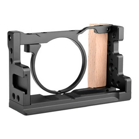 Image of Ergonomic Camera Cage Wooden Handle Cage Grip Cold Shoe Mount Cage Shell for Sony RX100 VI/VII Cameras