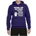 thumbnail image 2 of Wild Bobby, Office Dwight Quote Before I Do Anything, Pop Culture, Unisex Graphic Hoodie Sweatshirt, Purple, Large, 2 of 4