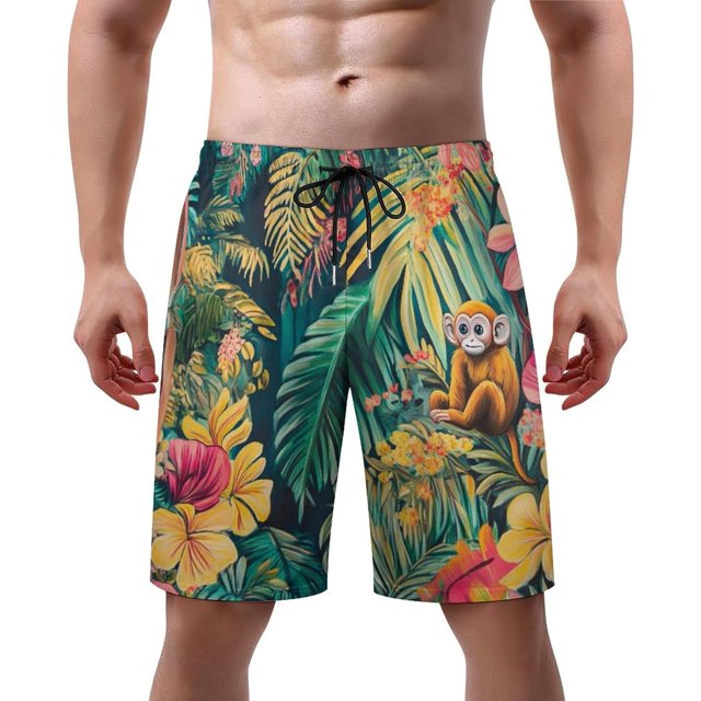 NICKSUN Men's Swim Trunks, Cute Print Quick Dry Summer Board Beach Shorts with Mesh Lining and Pockets