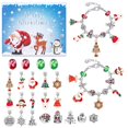 thumbnail image 1 of Conjunto de pulseras de calendario de cuenta regresiva de 24 días de Navidad, pulsera DIY creativa, tema de Festival para niñas pequeñas, adultos, principiantes, 1 of 4