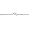thumbnail image 2 of 925 Sterling Silver Side-ways Adjustable Mini Cubic Zirconia Dolphin Bracelet- 7.50 Inch Link Bracelet for Women, 2 of 2