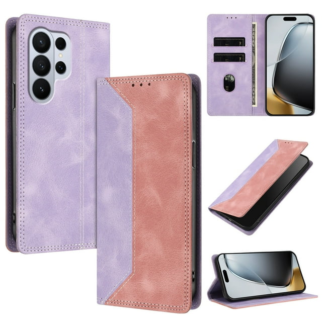 Phone Case for Samsung Galaxy S26 Ultra FOXDOCK Premium Leather,Creative Dual-Color Cover with Card Slot,Shockproof