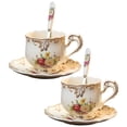 thumbnail image 1 of Taza de café Elegante Juego De Tazas De Té Con Platillo Y Cuchara Para Boda, Fiesta, Hogar, Flores. Flores Magideal Taza de café, 1 of 6