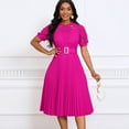 thumbnail image 3 of Womens Summer Pleated Midi Dress Casual Floral Lace Belted A-Line Flowy Dresses, 3 of 5