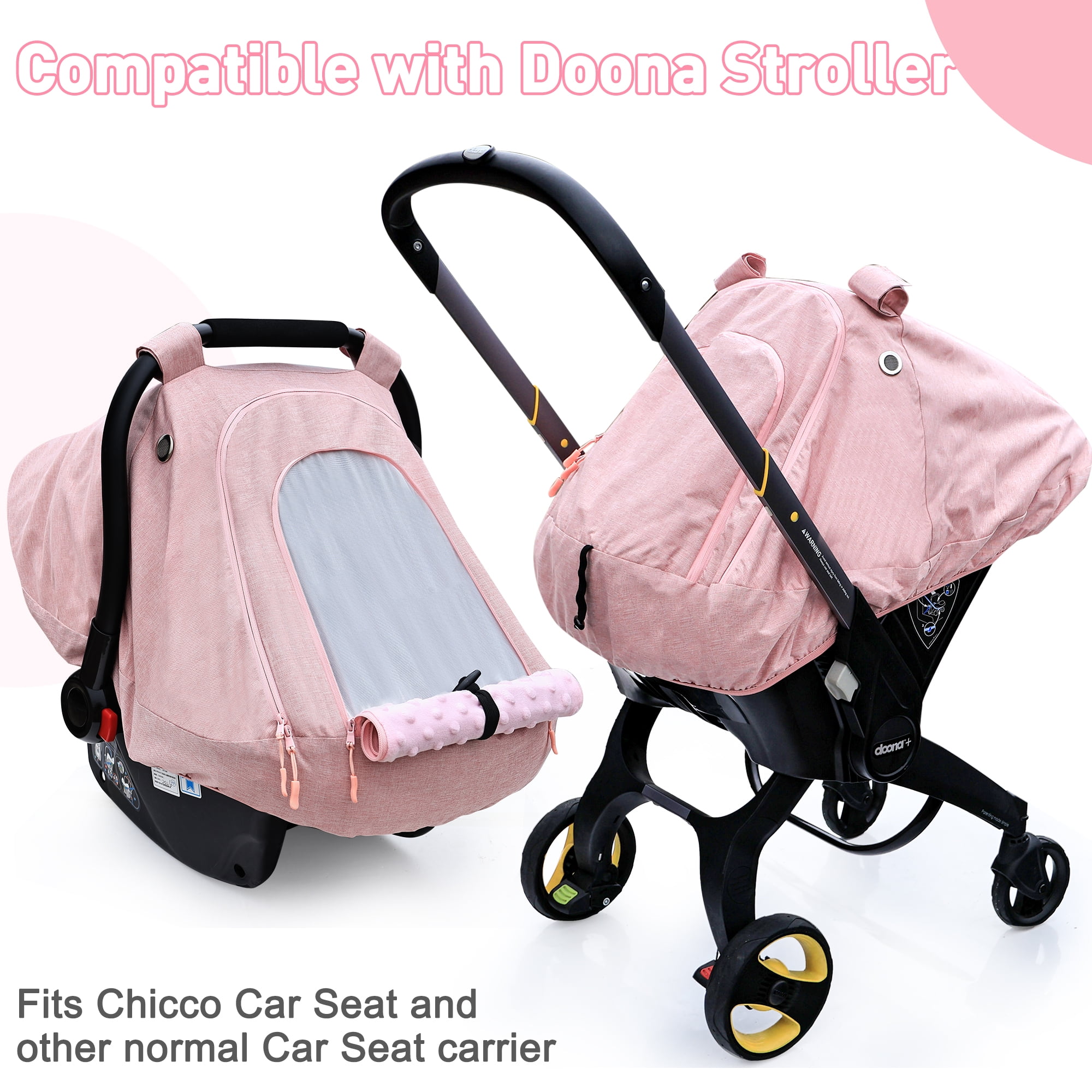 Baby Car Seat Cover for Babies,Patented Waterproof Baby Car Seat Cover for Girls,Infant Car Seat Cover Canopy for Girls,Windproof Car Seat Canopy for Boys, Keeps Babies Warm and Cozy (Pink)