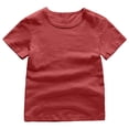 thumbnail image 5 of WMQPNNS Unisex Kids Short Sleeve Cotton Tops Summer Tops for Girls 14-16 Solid Color Crewneck Basic Shirts Boys Girls Summer Clothes, Size 3-4 Years, D1-Brick Red, 5 of 6