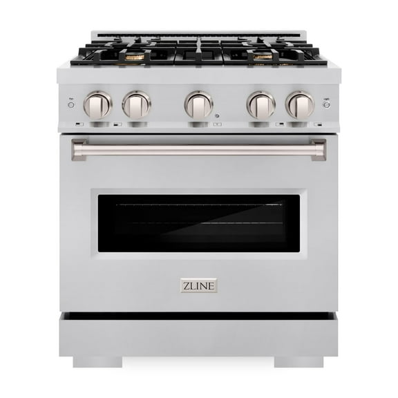 ZLINE 30 in. 4.2 cu. ft. Classic Gas Range with Convection Gas Oven in Stainless Steel with 4 Brass Burners (CGR-BR-30)