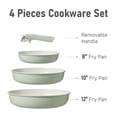 thumbnail image 2 of Carote 4 Pcs Nonstick Cookware Sets, Pots and Pans Set with Detachable Handles, Oven Safe, Induction Cookware, Stackable Kitchen Cooking Set, Green, 2 of 7
