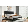 thumbnail image 4 of Sifurni King Bed Frame Upholstered Platform Bed with Adjustable Headboard, No Box Spring Needed, Black, 4 of 9