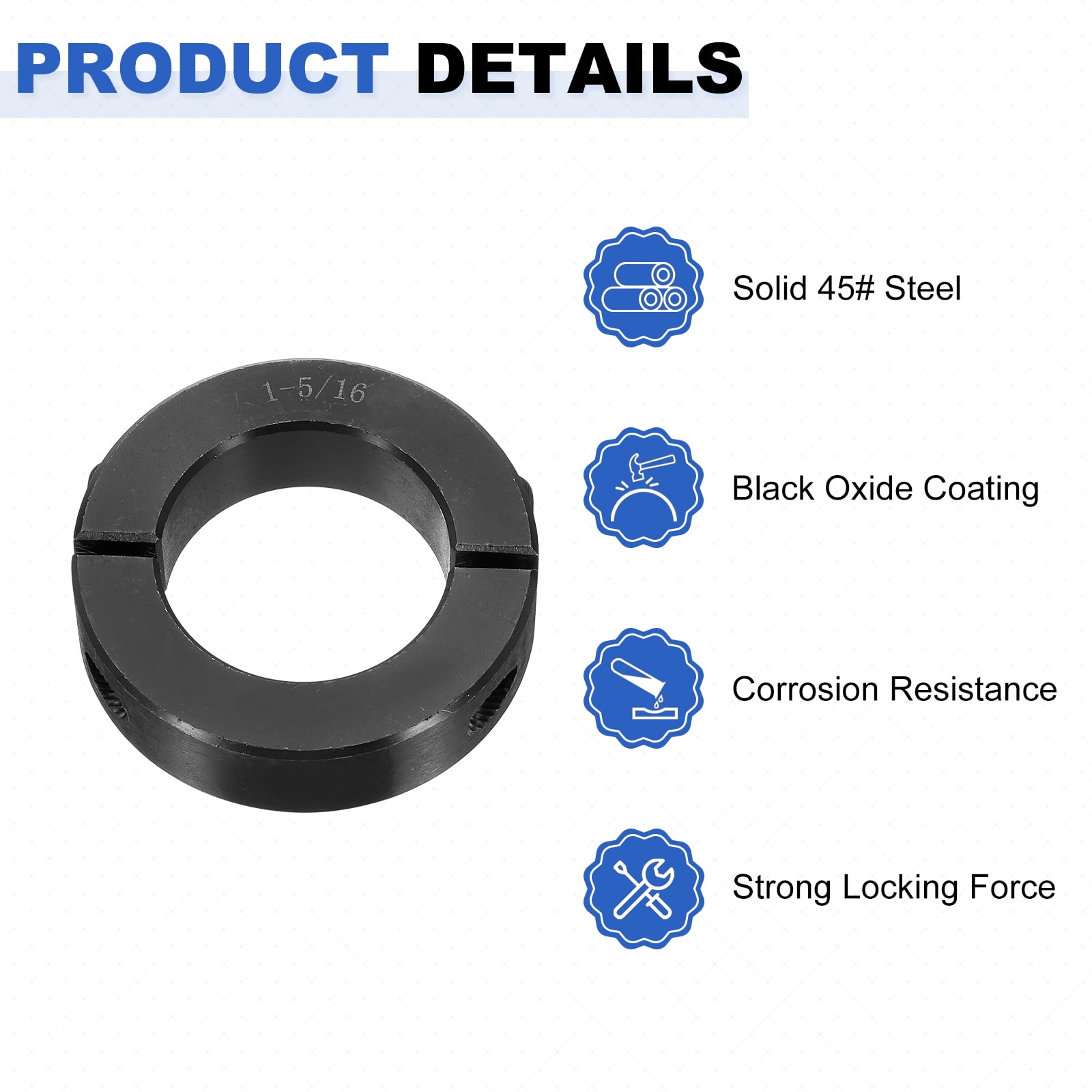 2pcs Double Split Shaft Collar for 1-5/16" Shaft, Two-Piece Clamping Collar, Black Oxide Steel Lock Collar Clamp