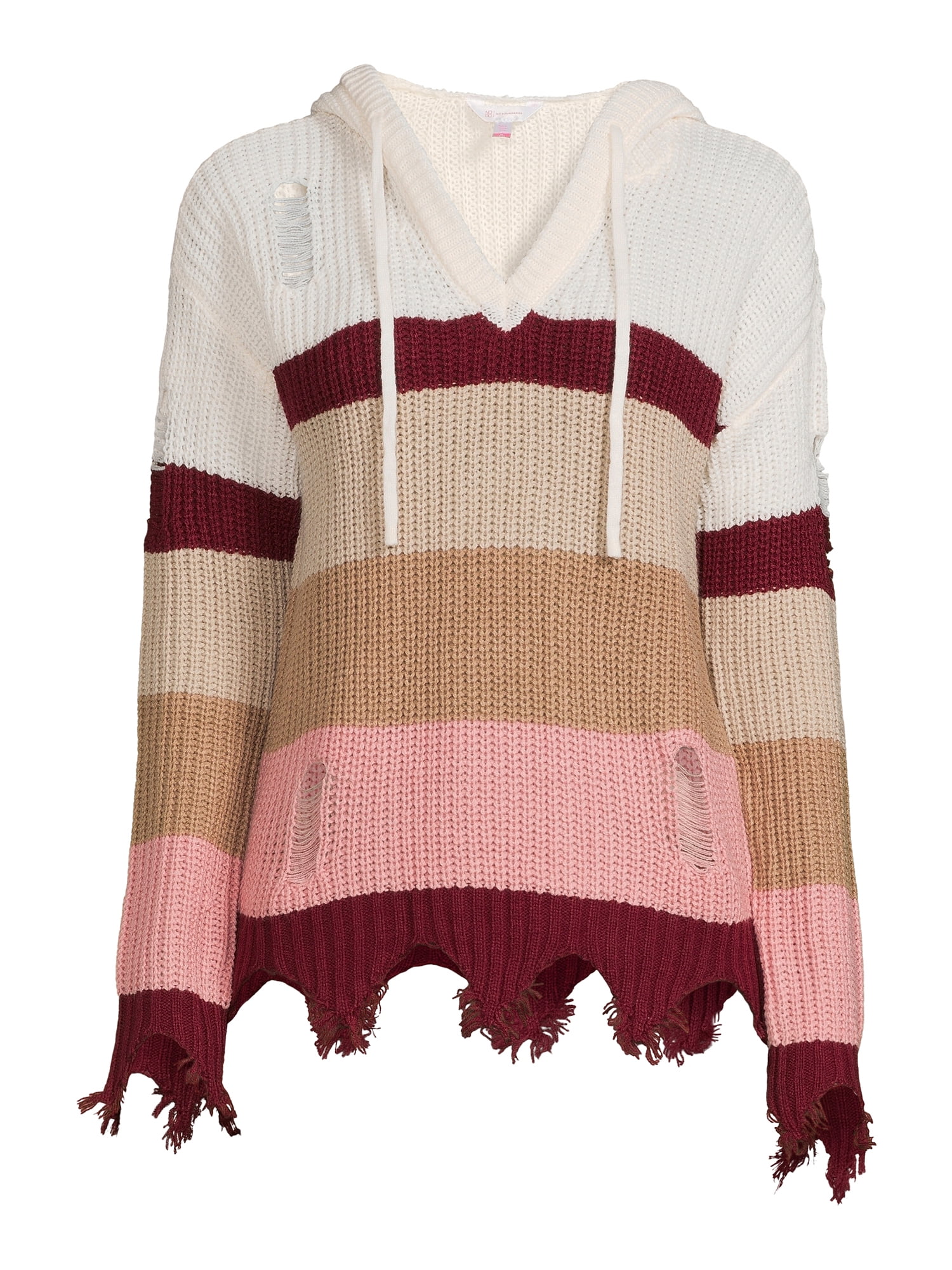 No Boundaries’ Juniors’ Destructed Colorblocked Hoodie