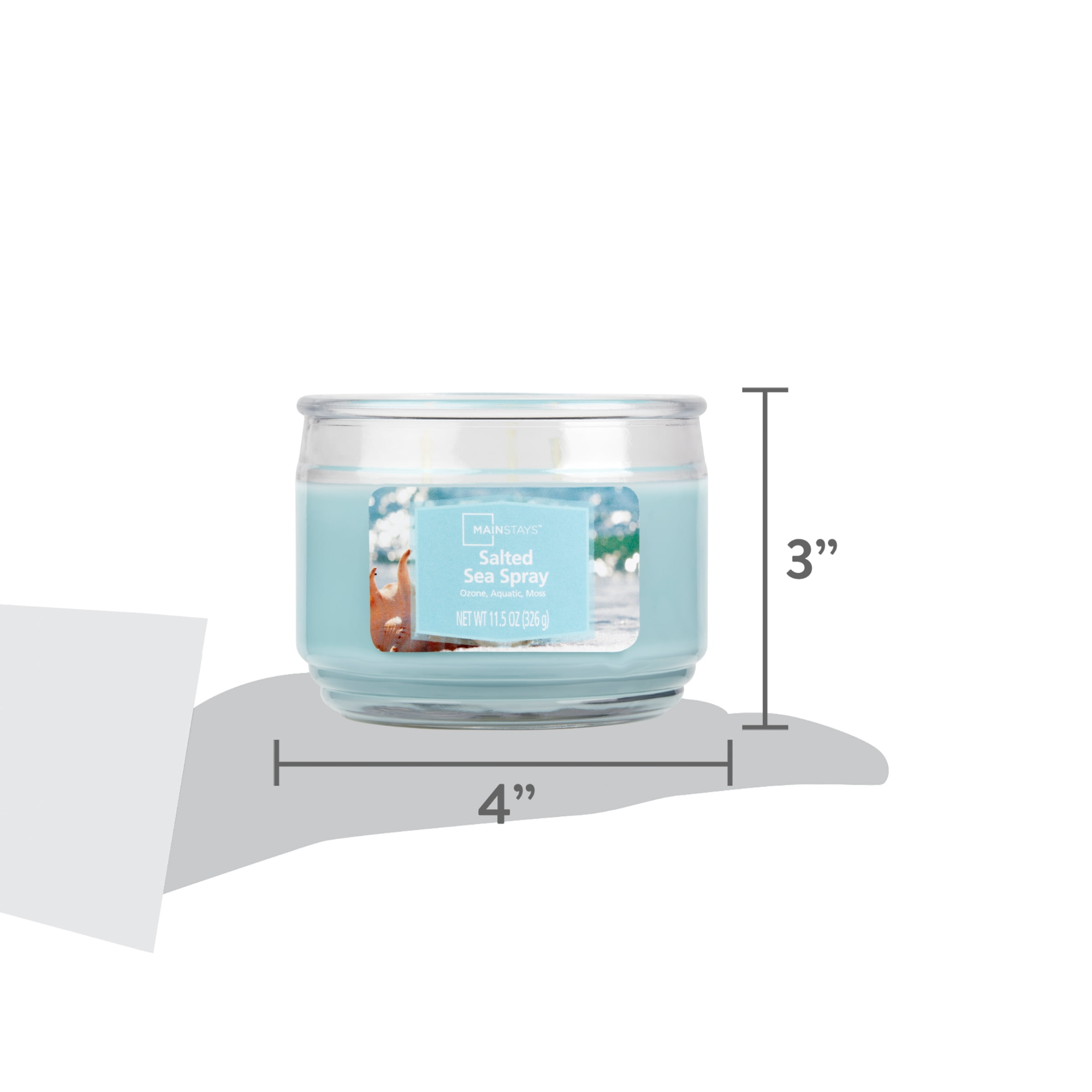 Mainstays 3-Wick Scented Glass Jar Candle, Salted Sea Spray, 11.5oz.