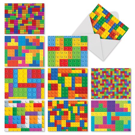 10 Block Letter Thank You Notes with Envelopes (4 x 5.12 Inch) - All Occasion Appreciation Cards with Building Block Pattern, Stationery Notecard Set for Kids, Gratitude 4 x 5.12 inch M2068sl Mini (Best Cards In Innistrad Block)