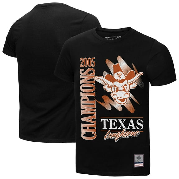 Men's Mitchell & Ness Black Texas Longhorns Retro Brush Mineral Wash T-Shirt