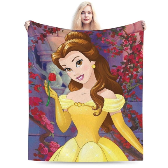 Soft Flannel Fleece Blanket Beauty and Beast Comfort Plush Throw Home Decor for Bed Sofa 60"x50"