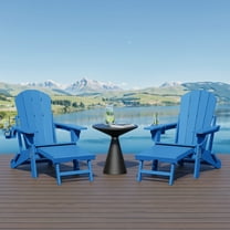 WestinTrends Malibu Folding Adjustable Adirondack Chair with Retractable Ottoman and Cup Holder (Set of 2), Pacific Blue