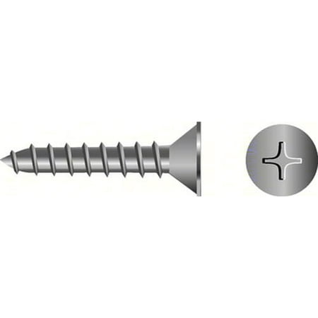 63 Cc Head - SeaChoice 00701 00701; #8 X1/2 Phillips Head Flat Sheet Metal Screw Stainless Steel 100/ Bag