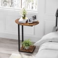 thumbnail image 6 of Small Side Table Set of 2 - C-Shaped Wood Sofa End Table with Metal Frame for Living Room, Bedroom, Small Spaces (Rustic Brown), 6 of 13
