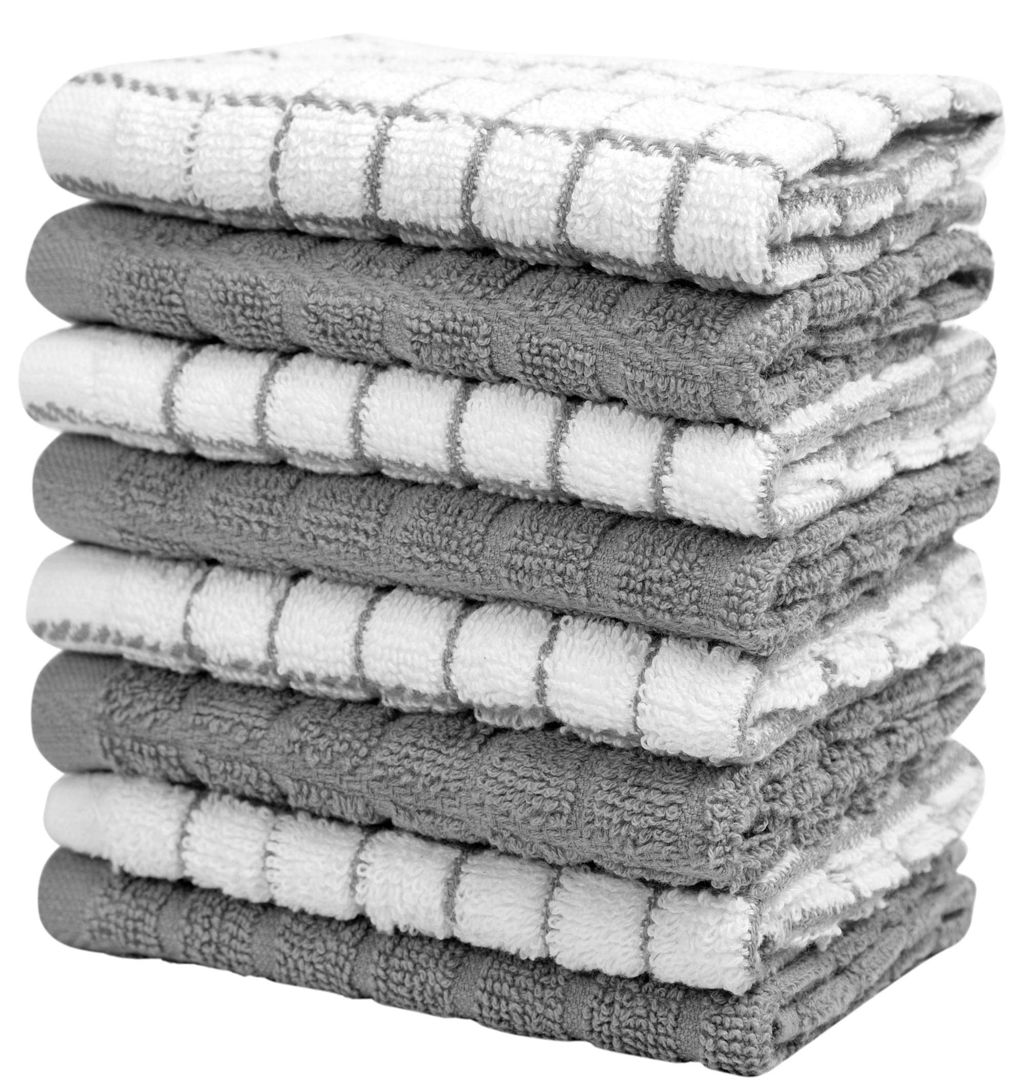 Dish Cloths 8 Pack 12x12 Inch 100% Cotton Kitchen Towels 405 GSM Soft Highly Absorbent Durable Cleaning Towels for Kitchen Aqua